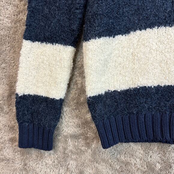 Crewcuts Fuzzy Stripe Knit Sweater Boys Girls 12 Navy Blue White Colorblock - Picture 4 of 8